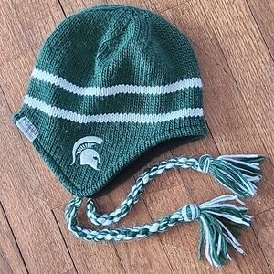 Columbia MSU winter green white yarn Tassel Pom Beanie Hat women's‎ OS